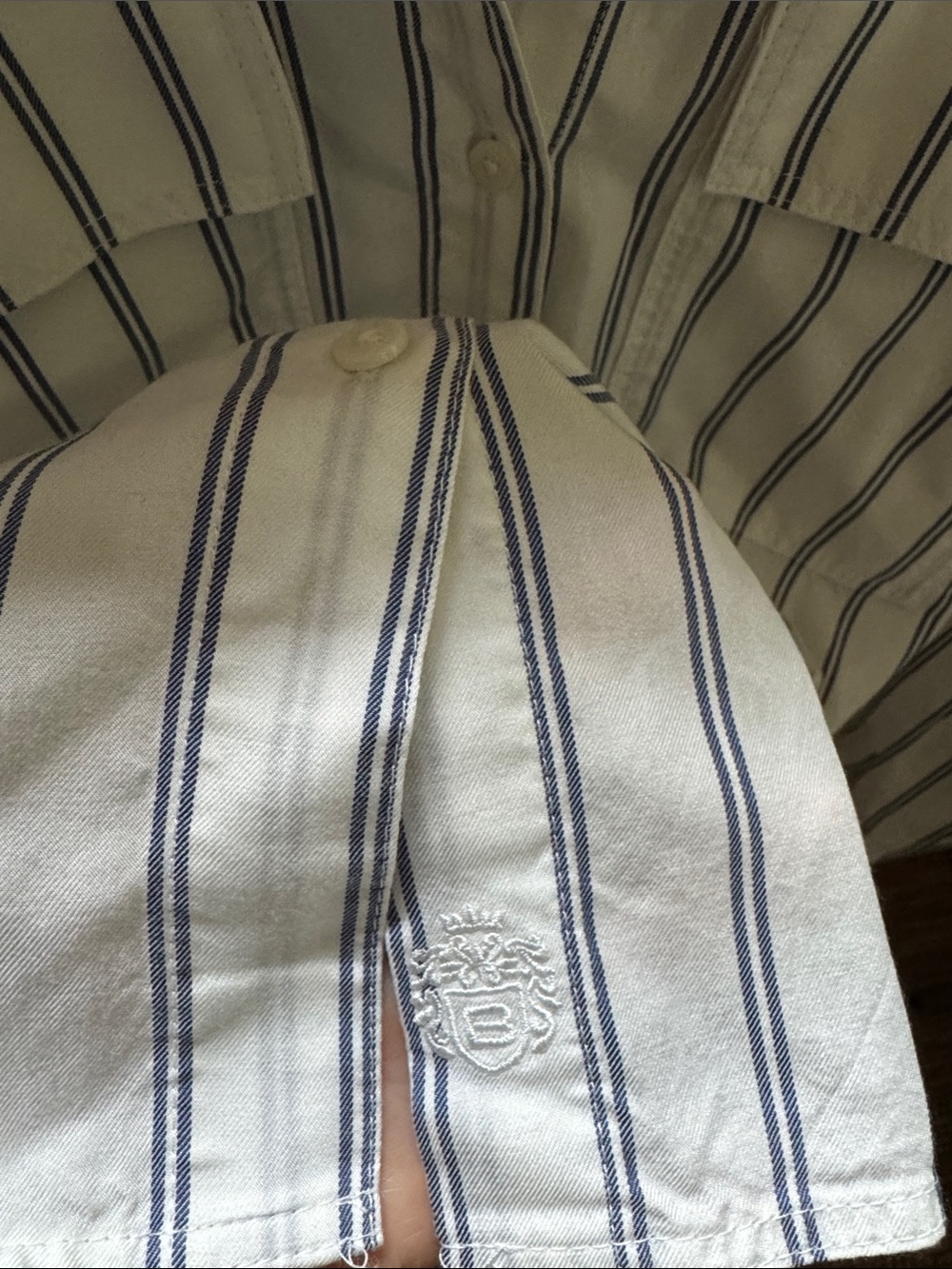 Aritzia Babaton Striped Utility Shirt White Navy Blue 100% Lyocell Button Up M - Picture 3 of 8